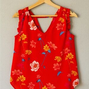 Premise Red Floral Tank Top